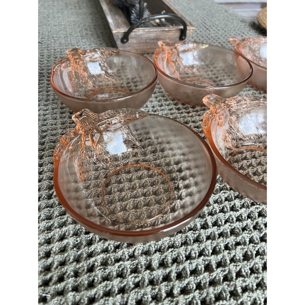 Vintage Style Pink Glass Grape Bowls Set of 6 KIG Indonesian